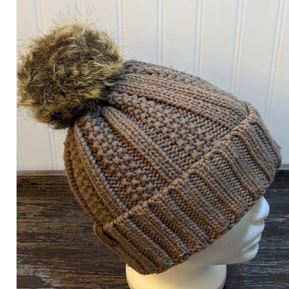 Women's Winter Fashion Hats with Pom Pom Top (set of 2) Brown/Black - Picture 6 of 7